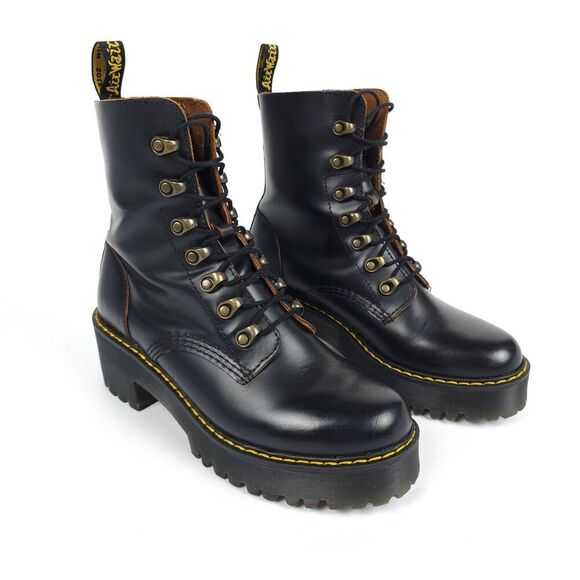 Dr. Martens Urban Outfitters Leona Chunky Leather Lug Sole Platform Heel Boots 8 - Picture 3 of 8